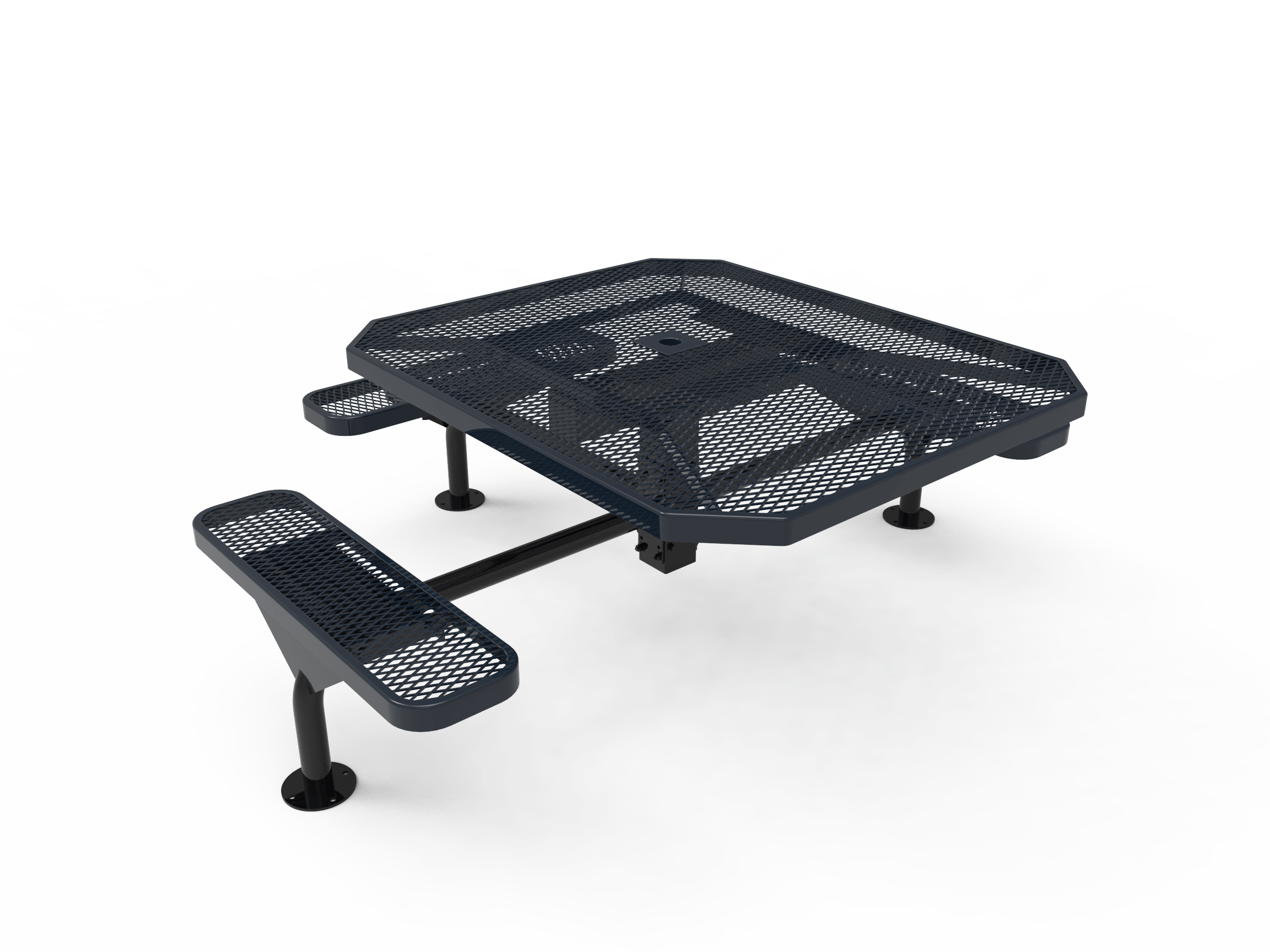 Navy MyTCoat Nexus Octagon Picnic Table 3 Seat Accessible Surface Mount Studio Image