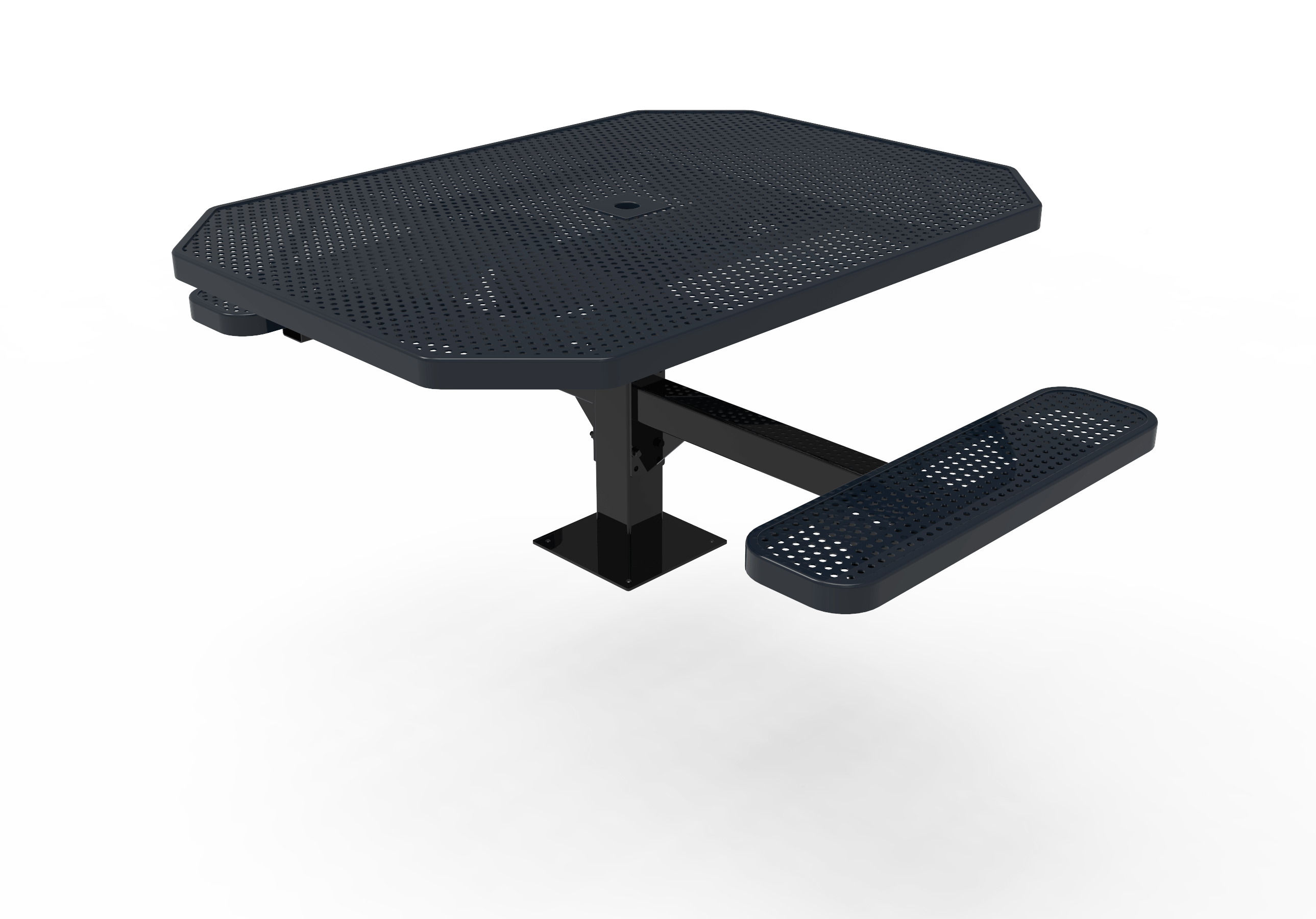 Navy MyTCoat Octagon Pedestal Table 2 Seat Accessible Surface Mount Studio Image