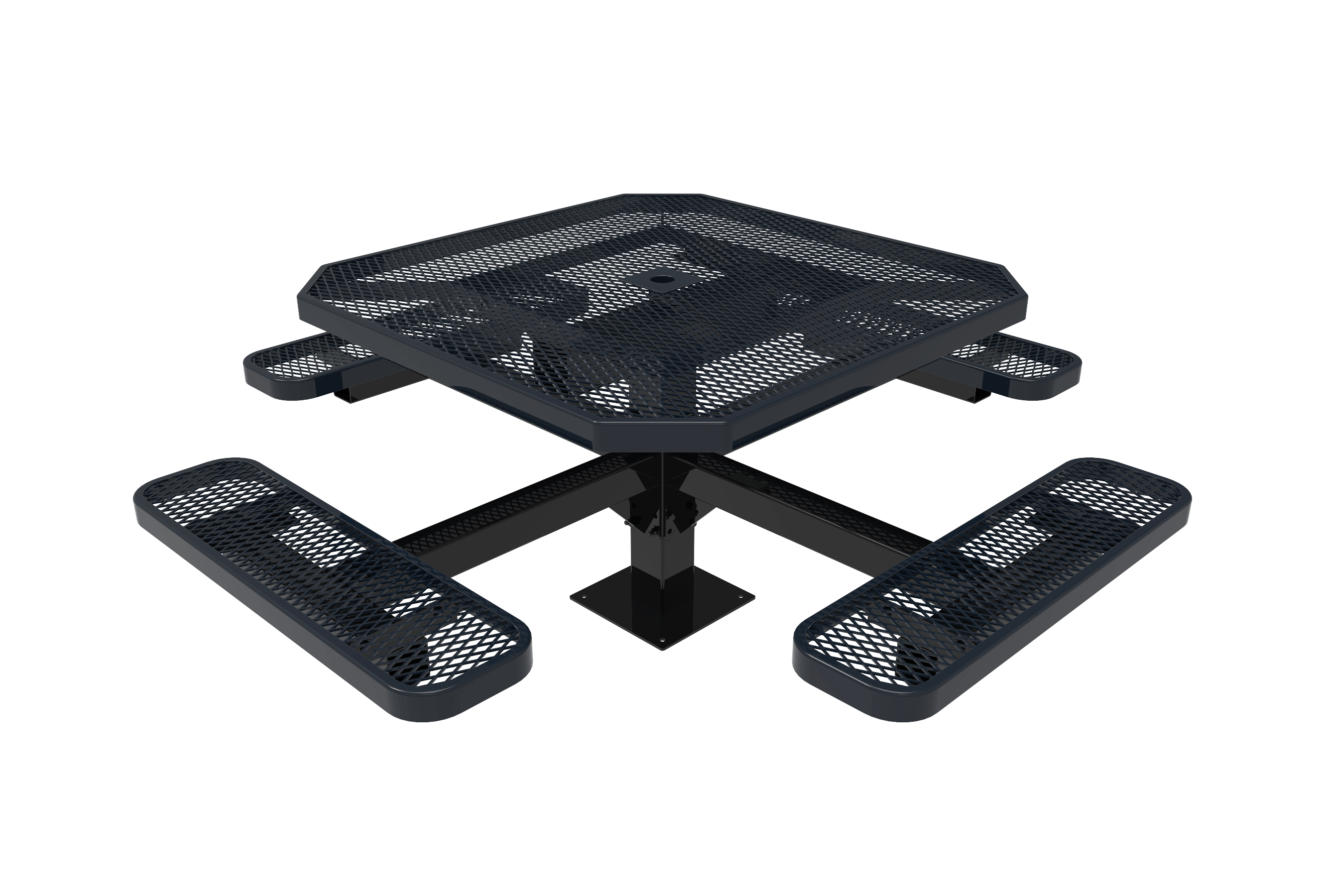 Navy MyTCoat Octagon Pedestal Table 4 Seat Surface Mount Studio Image