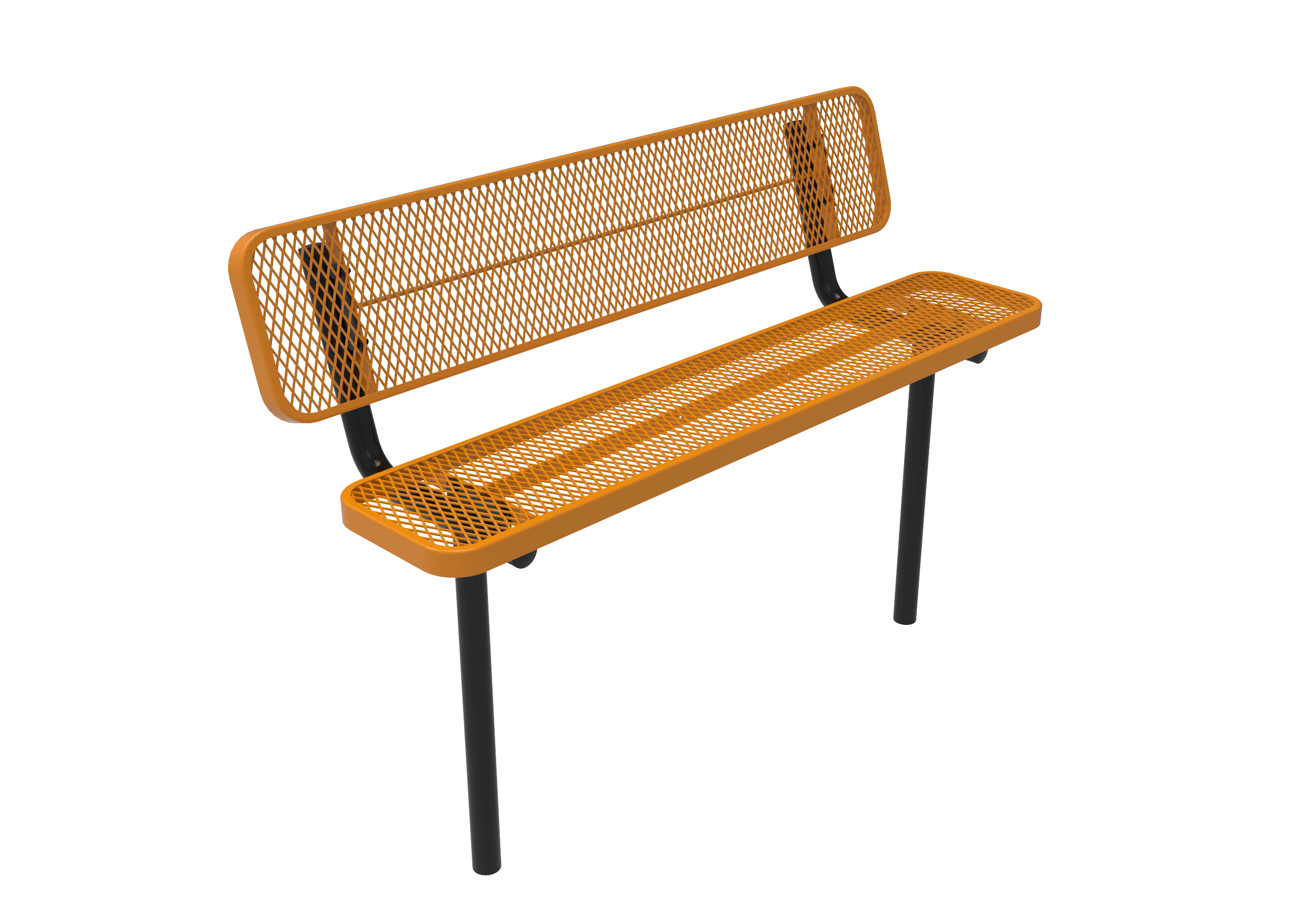 Orange MyTCoat Sports Bench with Backrest Studio Image Inground Mount