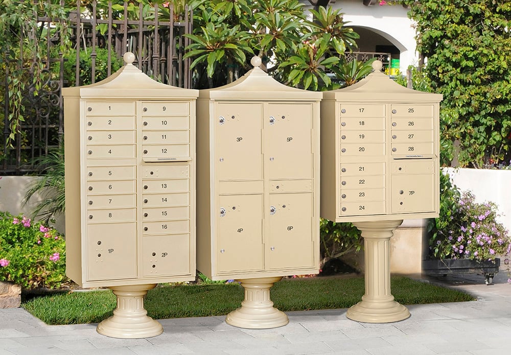 Photo of 2 Decorative Cluster Units and 4-Door Parcel Locker in Upscale Neighborhood