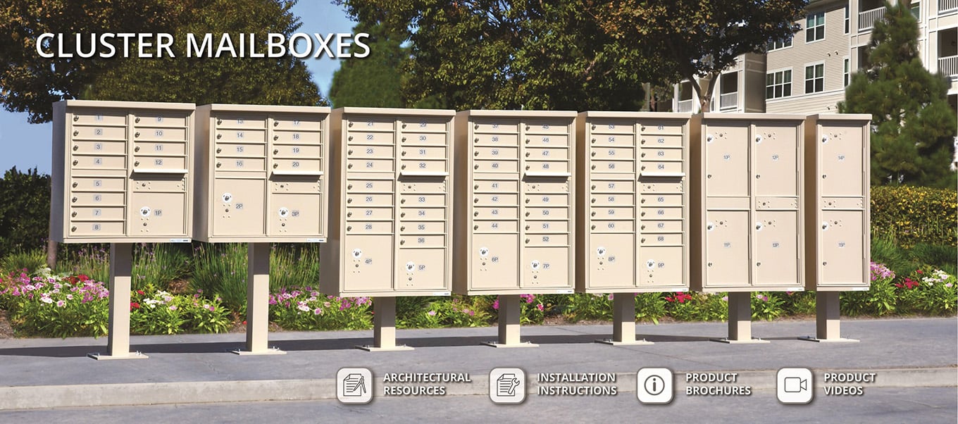 Photo of all Salsbury Cluster Units and Parcel Lockers at Apartment Complex