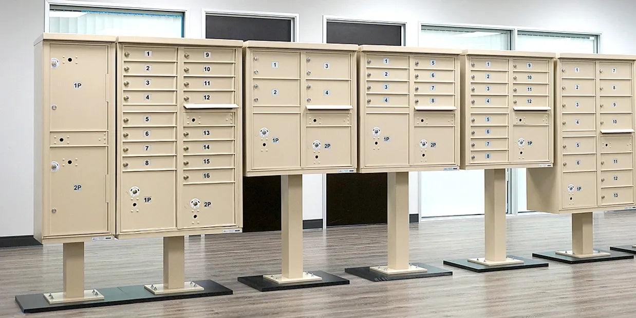 Photo of all Salsbury Standard Cluster Units and Parcel Lockers