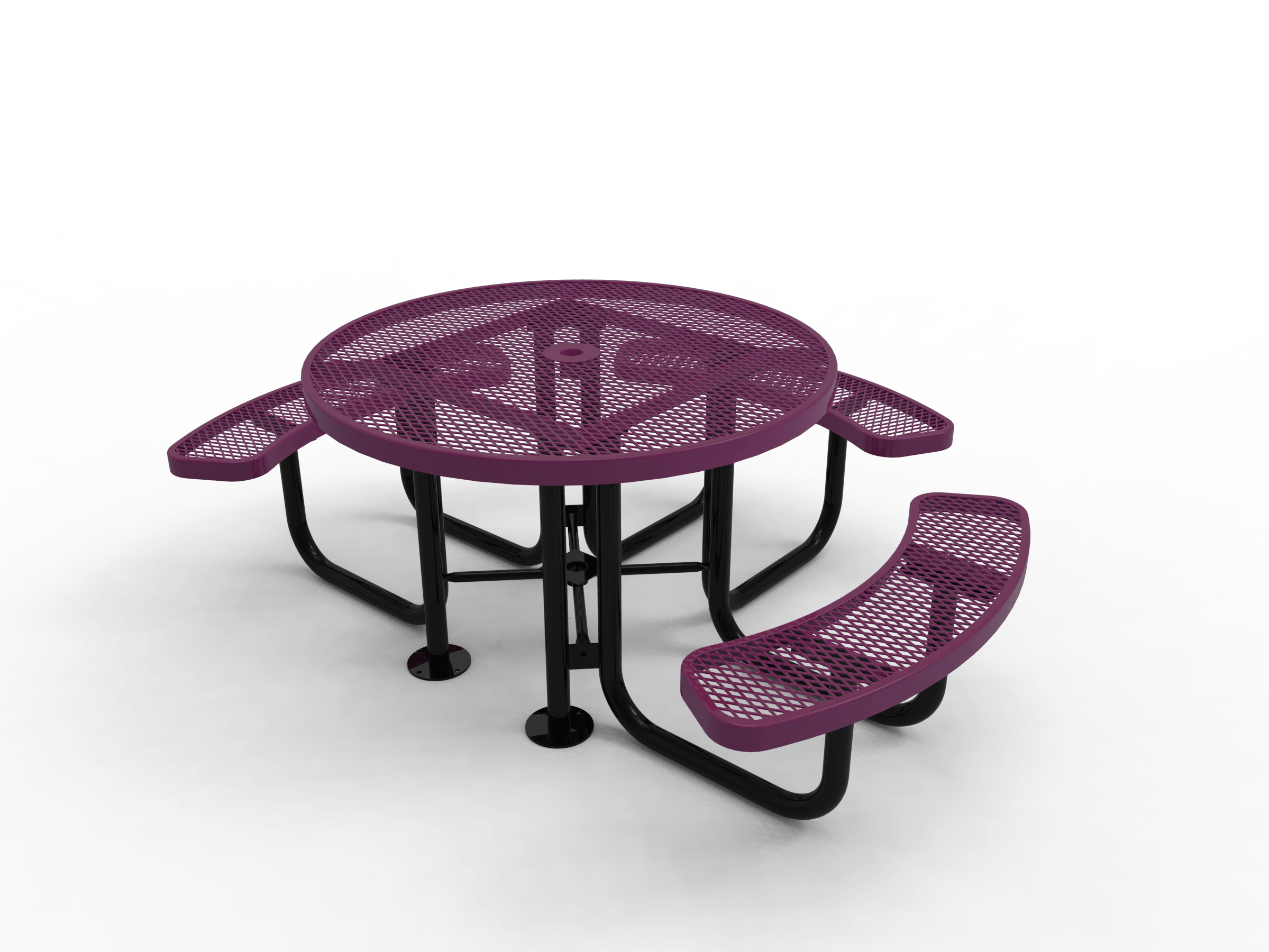 Purple MyTCoat 3 Seat Accessible Round Portable Picnic Table Studio Image