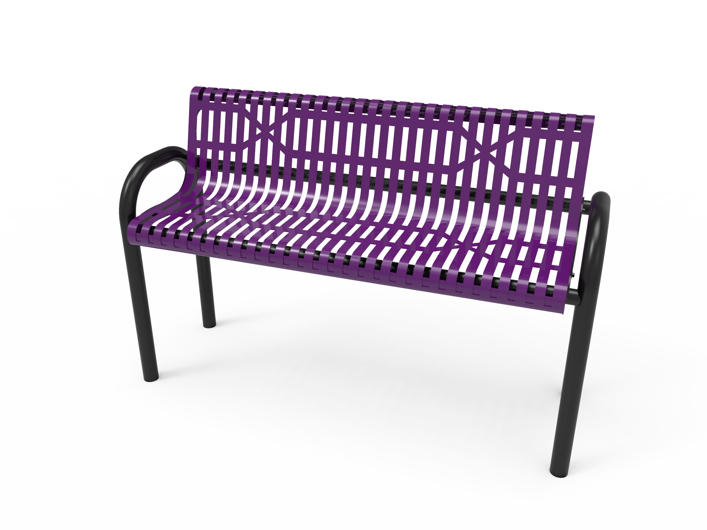 Purple MyTCoat MOD Bench with Backrest Slatted Steel Inground Mount Studio Image