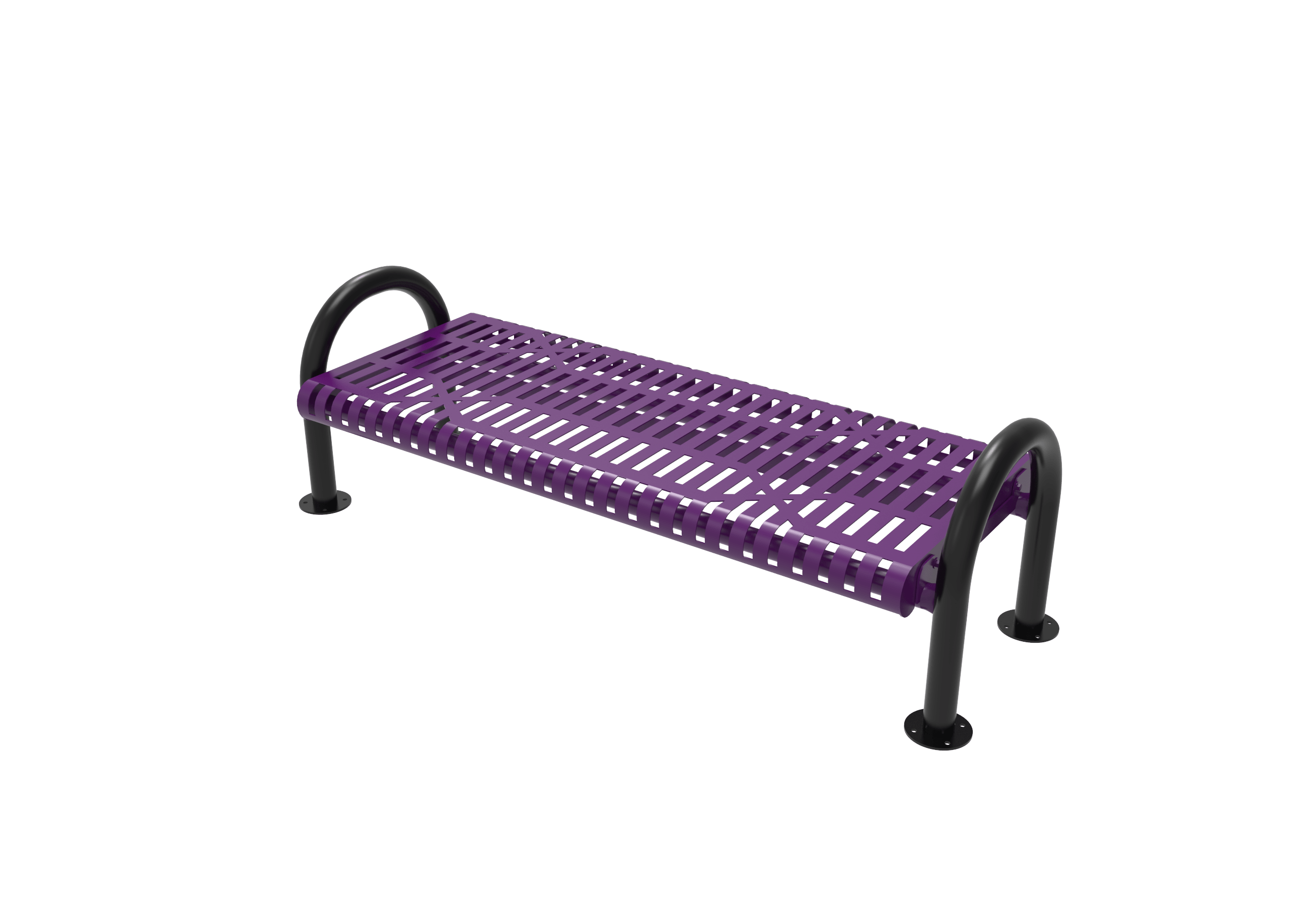 Purple Slatted Steel MyTCoat MOD Bench without Back Surface Mount Studio Image