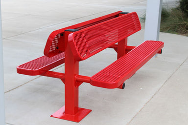 Red 6 Foot MyTCoat Double Pedestal Bench Surface Mount Lifestyle Image