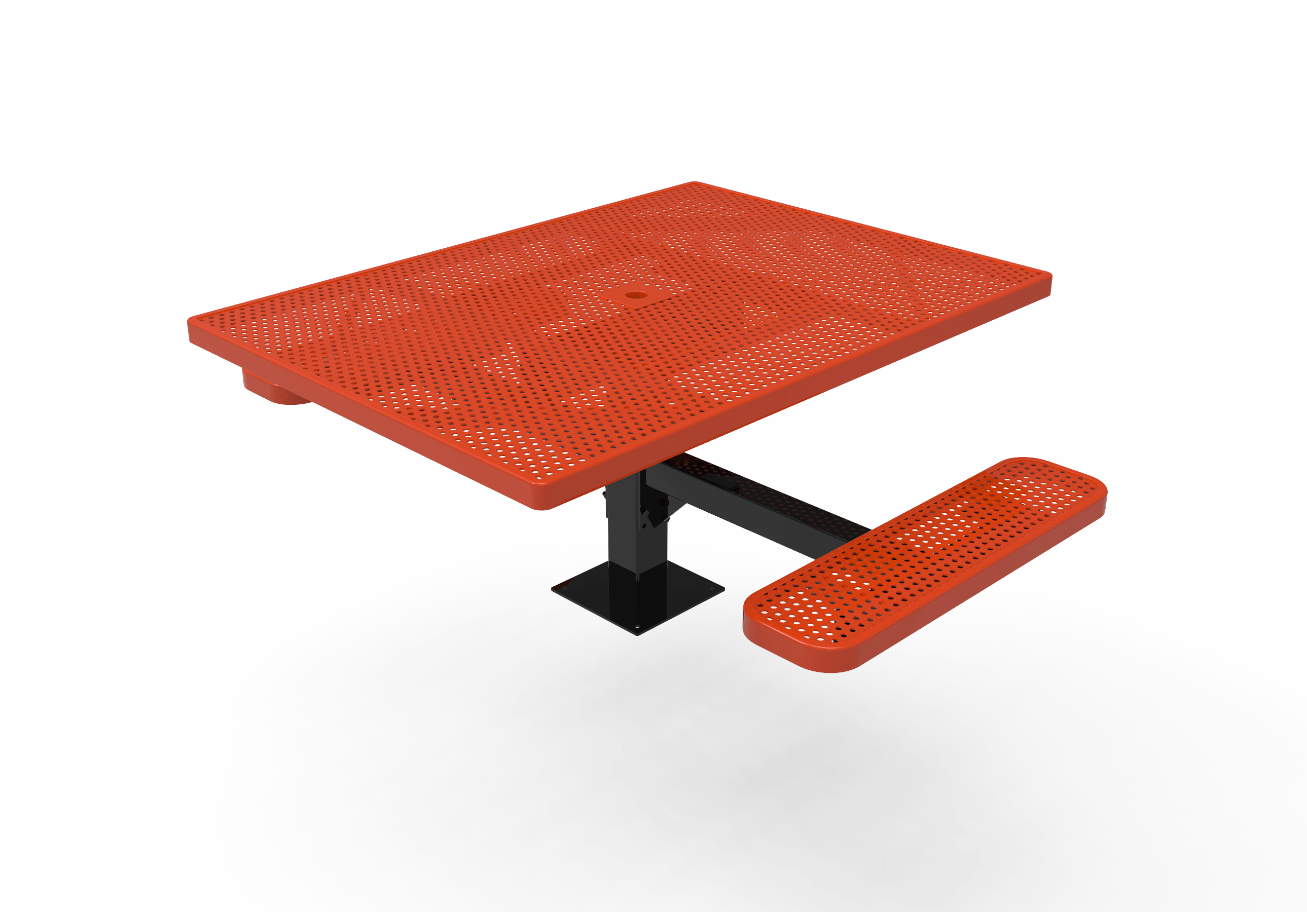 Red MyTCoat 2 Seat Accessible Square Pedestal Picnic Table Surface Mount Studio Image