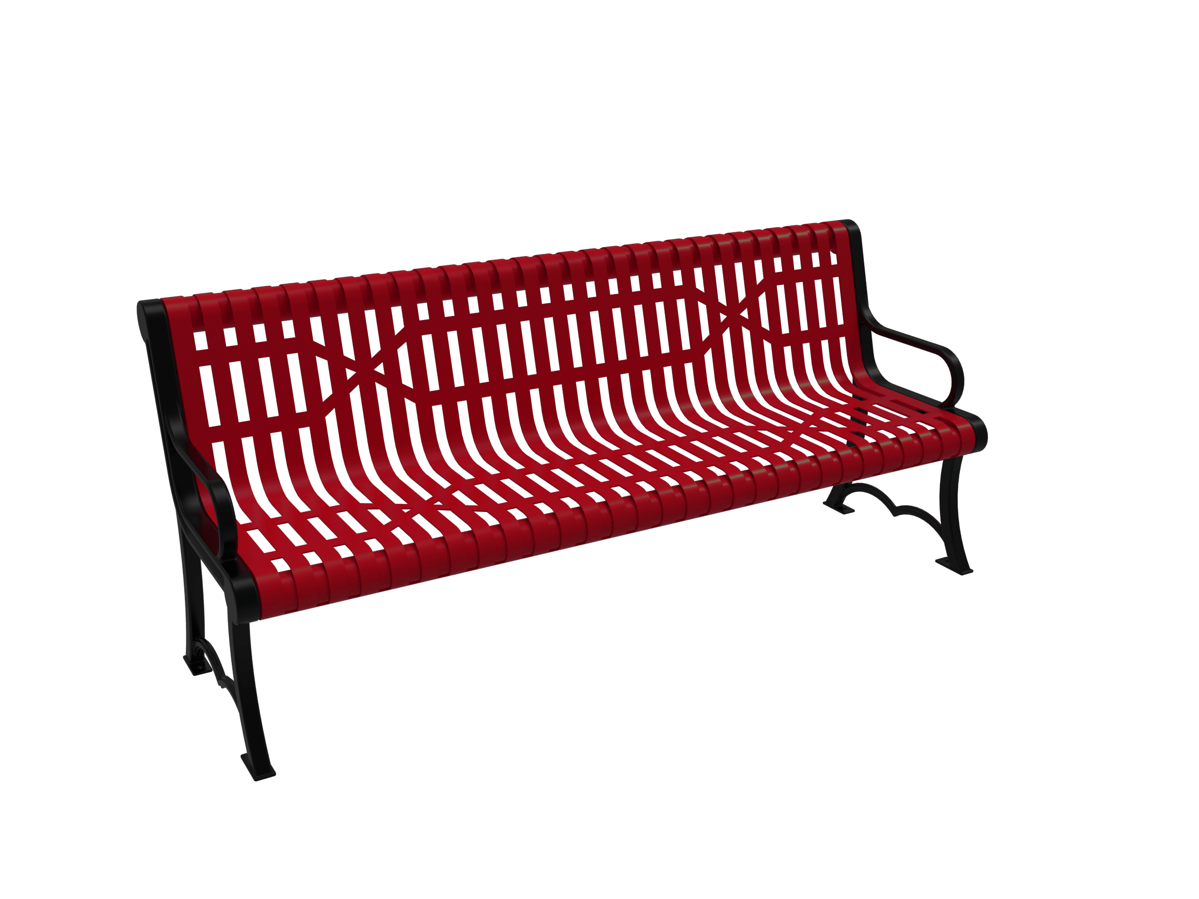 Red MyTCoat Austin Bench Slatted Steel Studio Image