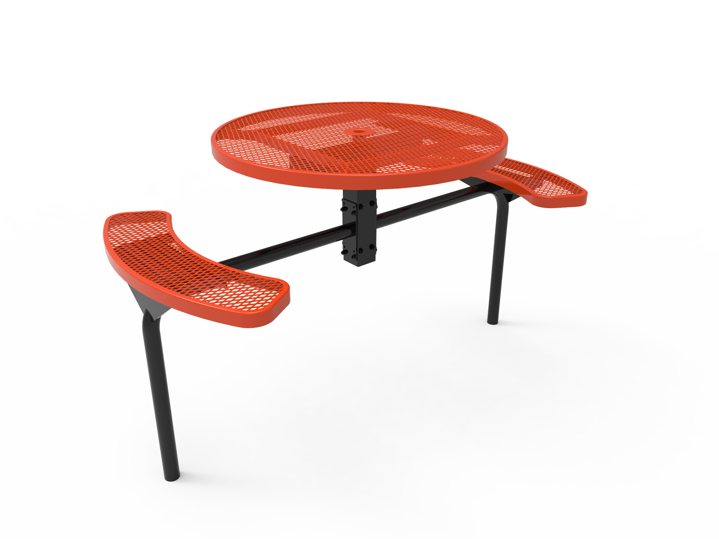 Red MyTCoat Nexus Round Picnic Table 2 Seat Accessible Inground Mount Studio Image