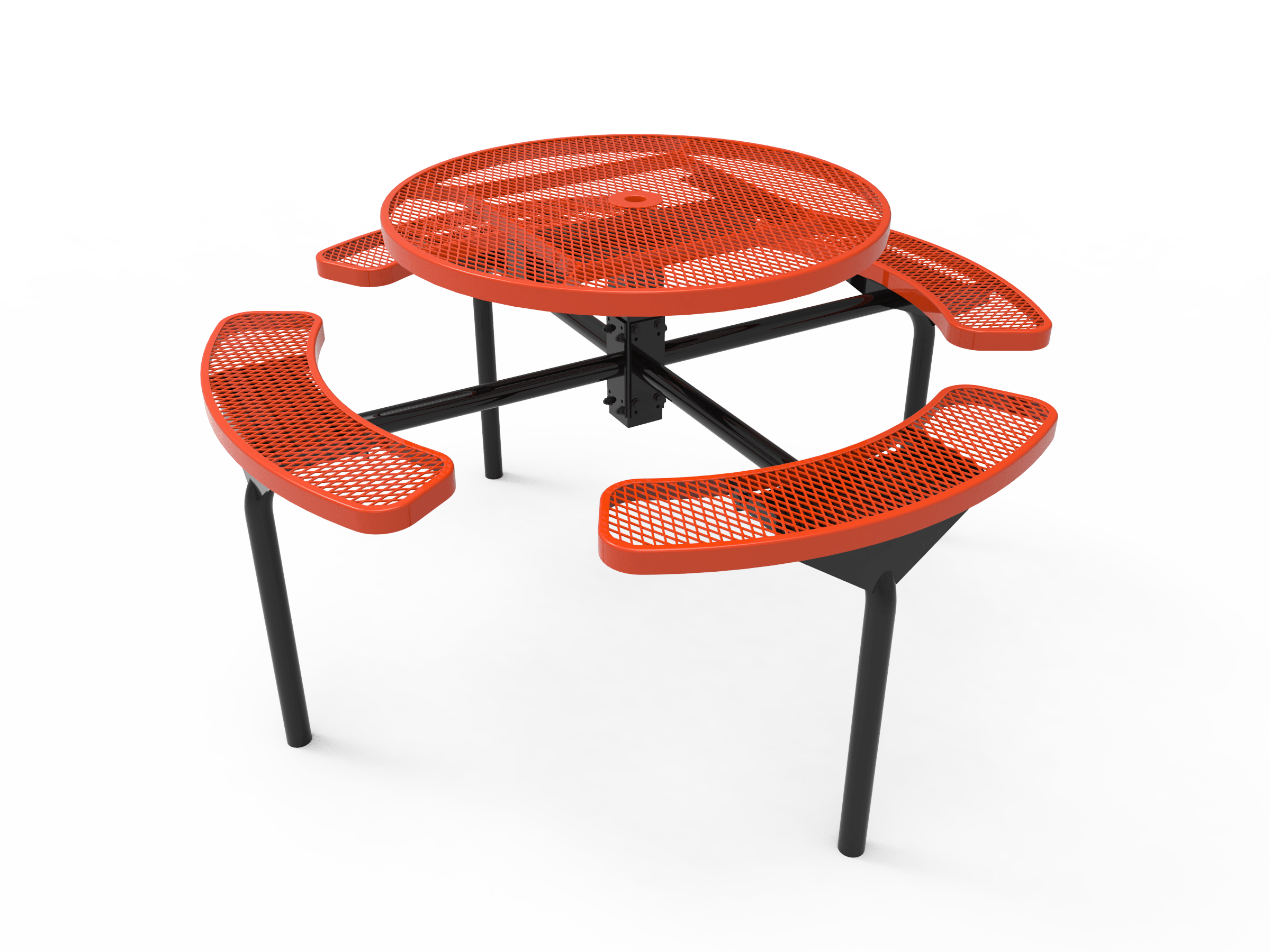 Red MyTCoat Nexus Round Picnic Table 4 Seat Accessible Inground Mount Studio Image