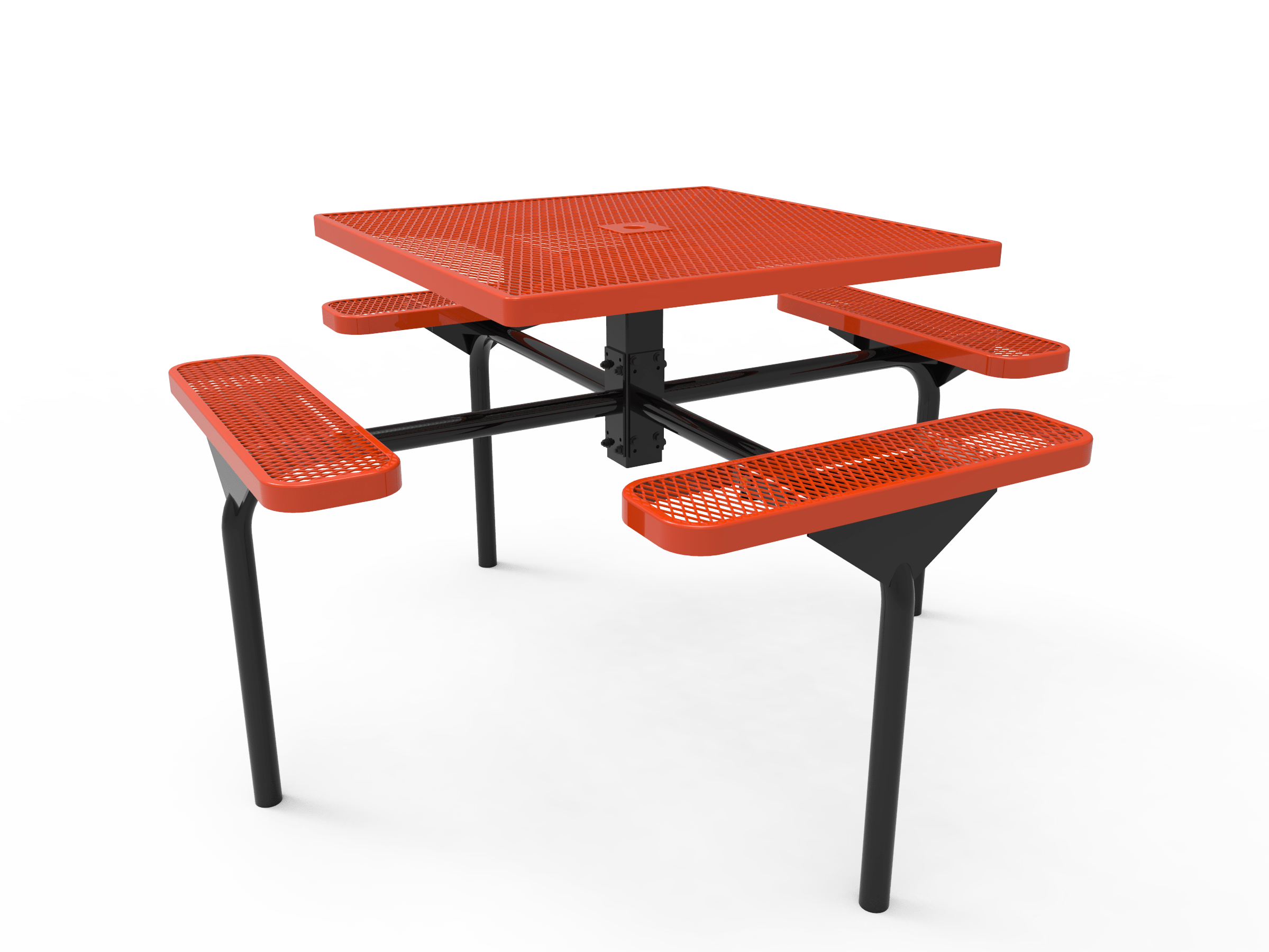 Red MyTCoat Nexus Square Picnic Table 4 Seat Inground Mount Studio Image