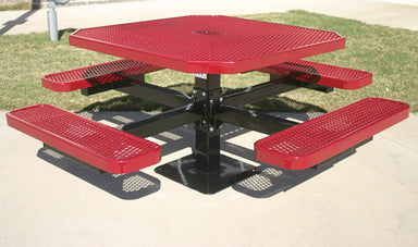 Red MyTCoat Octagon Pedestal Table Surface Mount 4 Seat Lifestyle Image