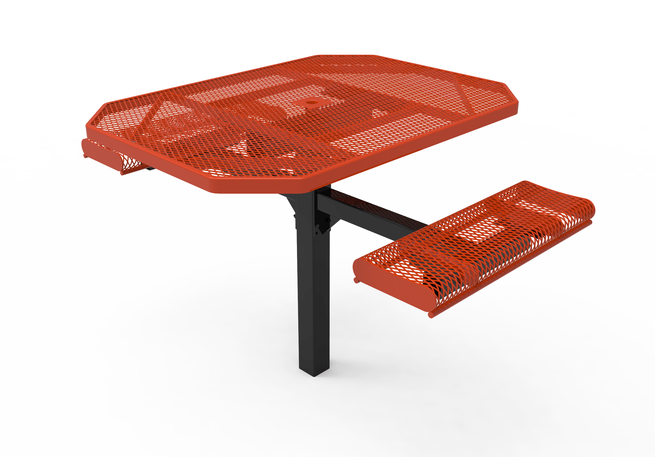 Red MyTCoat Rolled Octagon Pedestal Picnic Table 2 Seat Studio Image