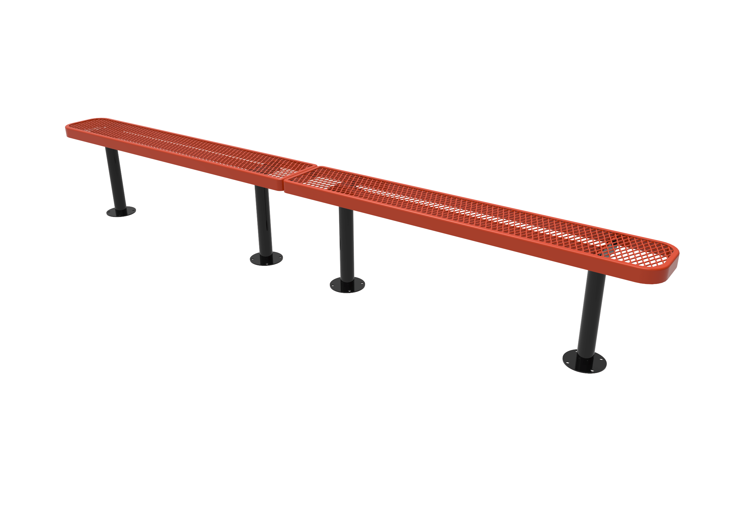 Red MyTCoat Sports Bench Without Back Expanded Metal Studio Image Surface Mount 10 foot