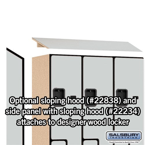 Salsbury 6-Door 2 Tier Designer Wood Locker 'S' Style Side Panel And Sloped Hood Example Photo
