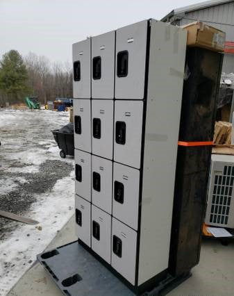 Salsbury Gray 12-Door 4 Tier Designer Wood Locker Environmental Image