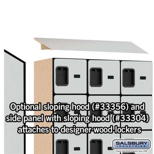 Salsbury Gray 18 Tier 6-Door Designer Wood Locker Side Panel and Sloped Hood Example Image