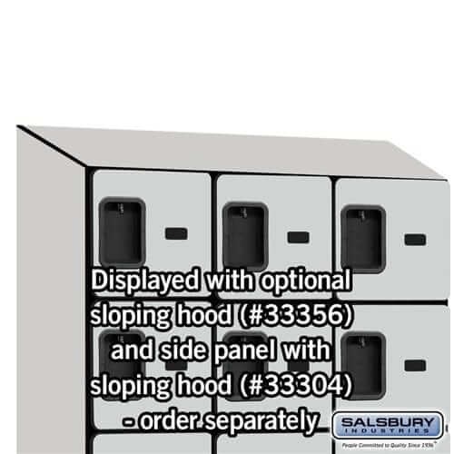 Salsbury Gray 18 Tier 6-Door Designer Wood Locker Side Panel and Sloped Hood Installed Image