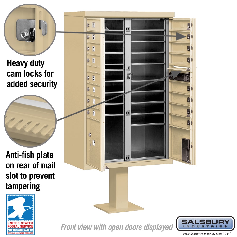 Salsbury USPS Mailbox Cluster Unit with 16 Doors and 2 Parcel Lockers