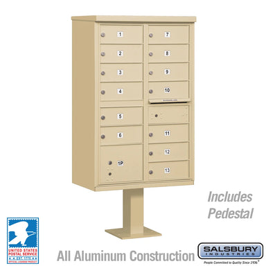 Sand Stone Salsbury USPS Mailbox Cluster Unit with 13 Doors and  Parcel Locker Studio Image
