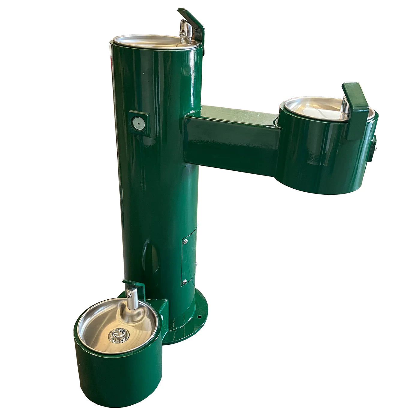 Stern-Williams 5700 ADA Single Outdoor Drinking Fountain with Two Separate Spouts and pet bowl option attached Studio Image