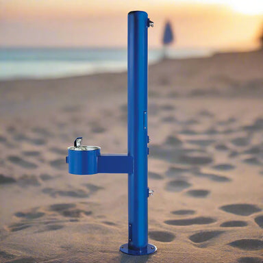 Stern-Williams 6200 Outdoor Shower Tower with Foot wash and Optional Drinking Fountain attached with Beach Background