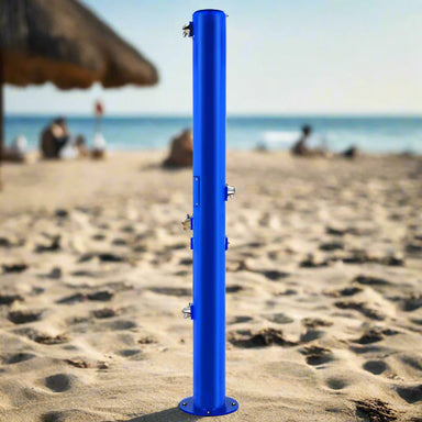 Stern-Williams 6800 ADA All-Purpose Outdoor Shower Tower w Available Side Grab Bar with Beach Background