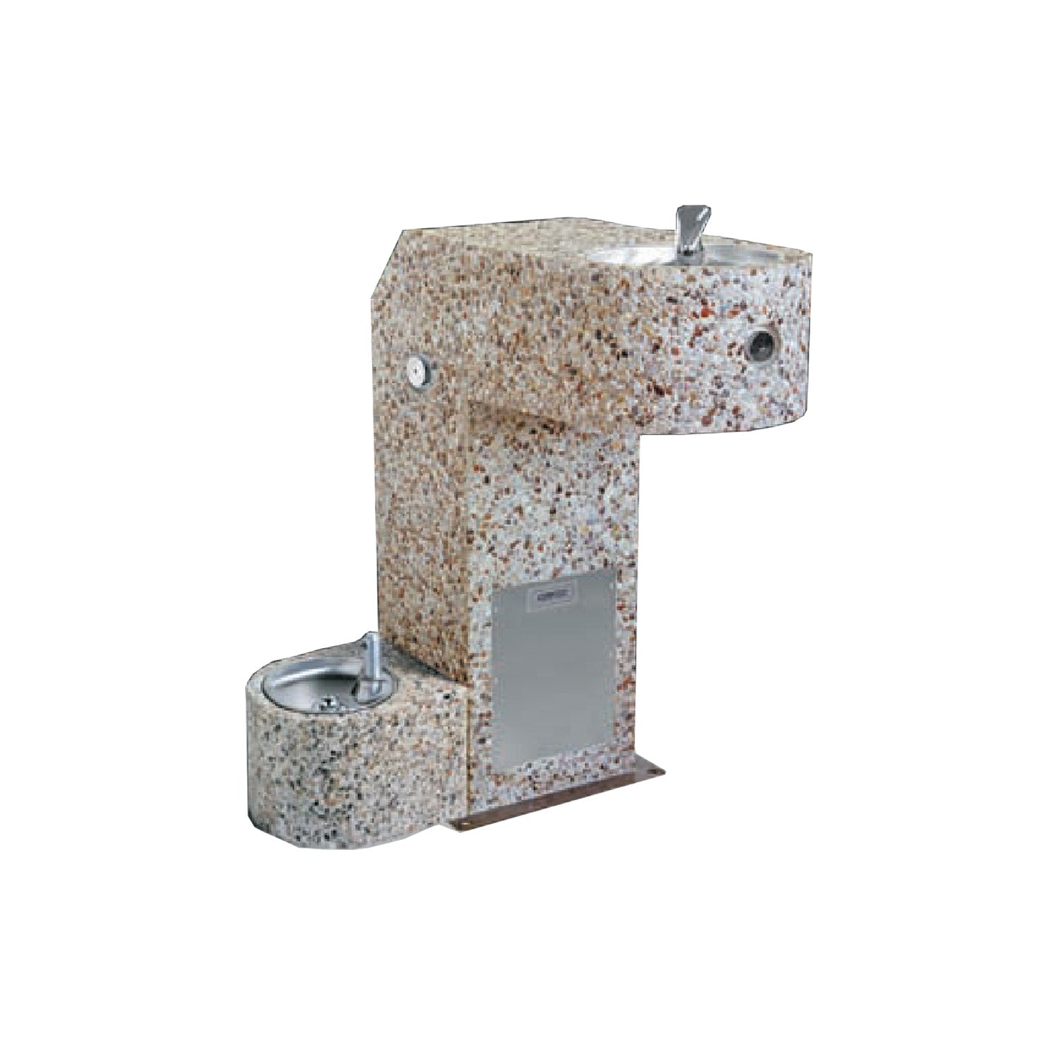 Stern-Williams APF-3500 Aggregate Stone Outdoor Drinking Fountain with Pet Bowl Attached