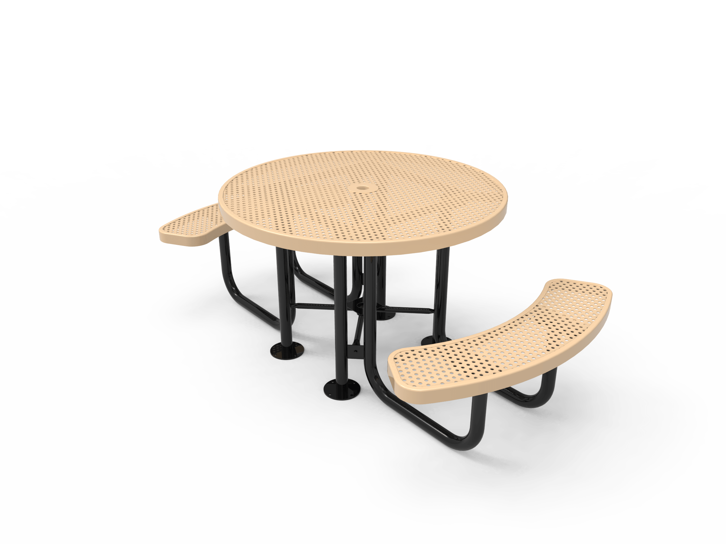 Tan MyTCoat 2 Seat Accessible Round Portable Picnic Table Studio Image