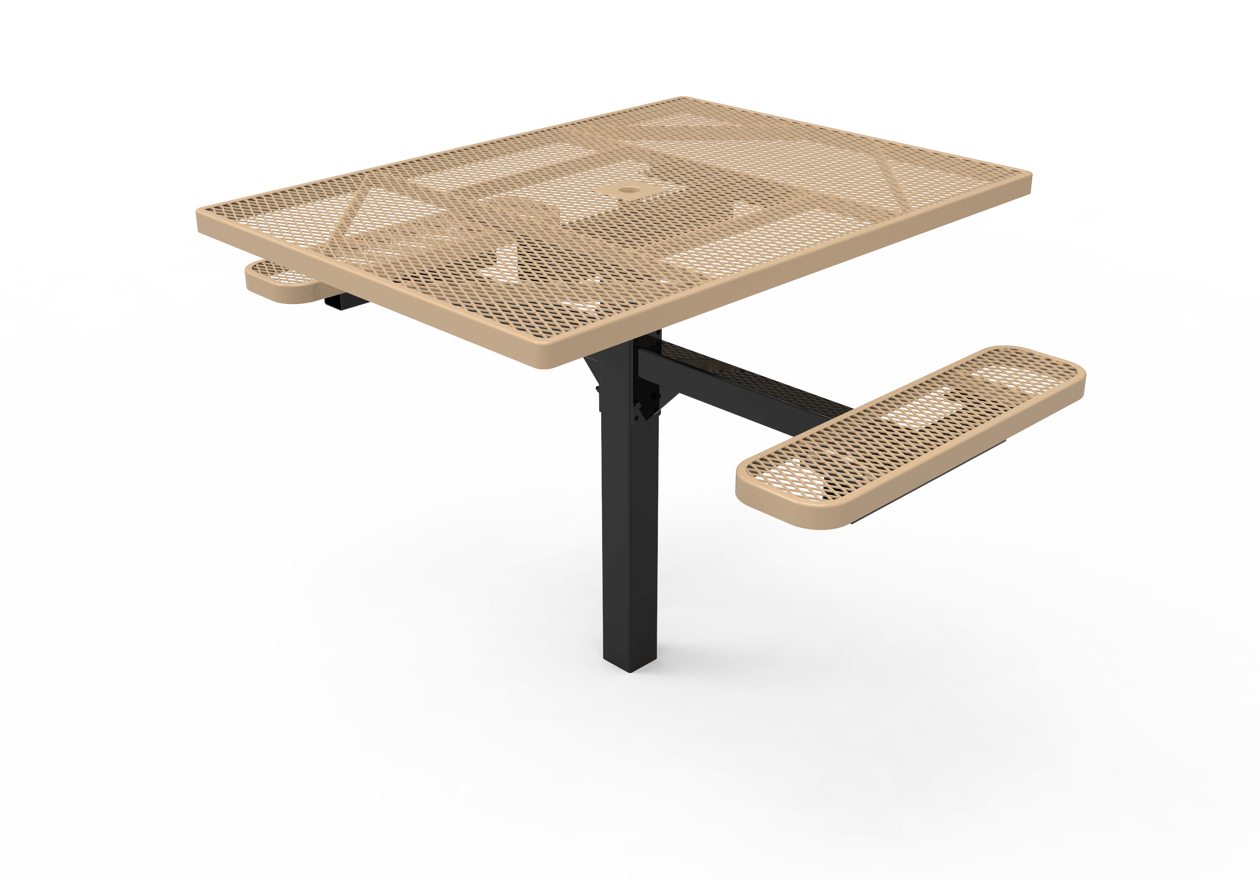 Tan MyTCoat 2 Seat Accessible Square Pedestal Picnic Table Inground Mount Studio Image