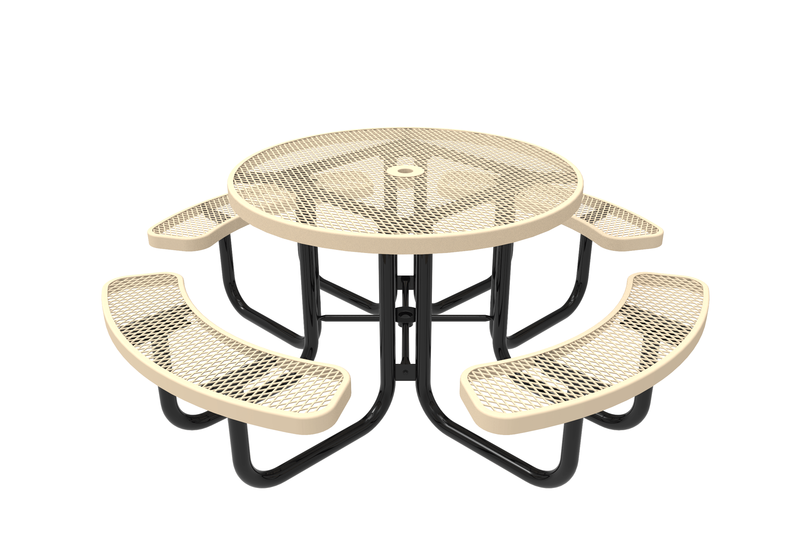 Tan MyTCoat 4 Seat Round Portable Picnic Table Studio Image