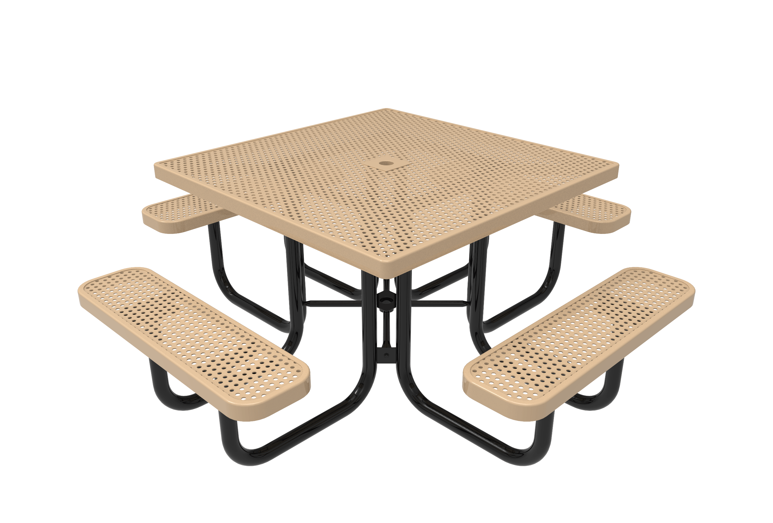 Tan MyTCoat 4 Seat Square Portable Picnic Table Studio Image
