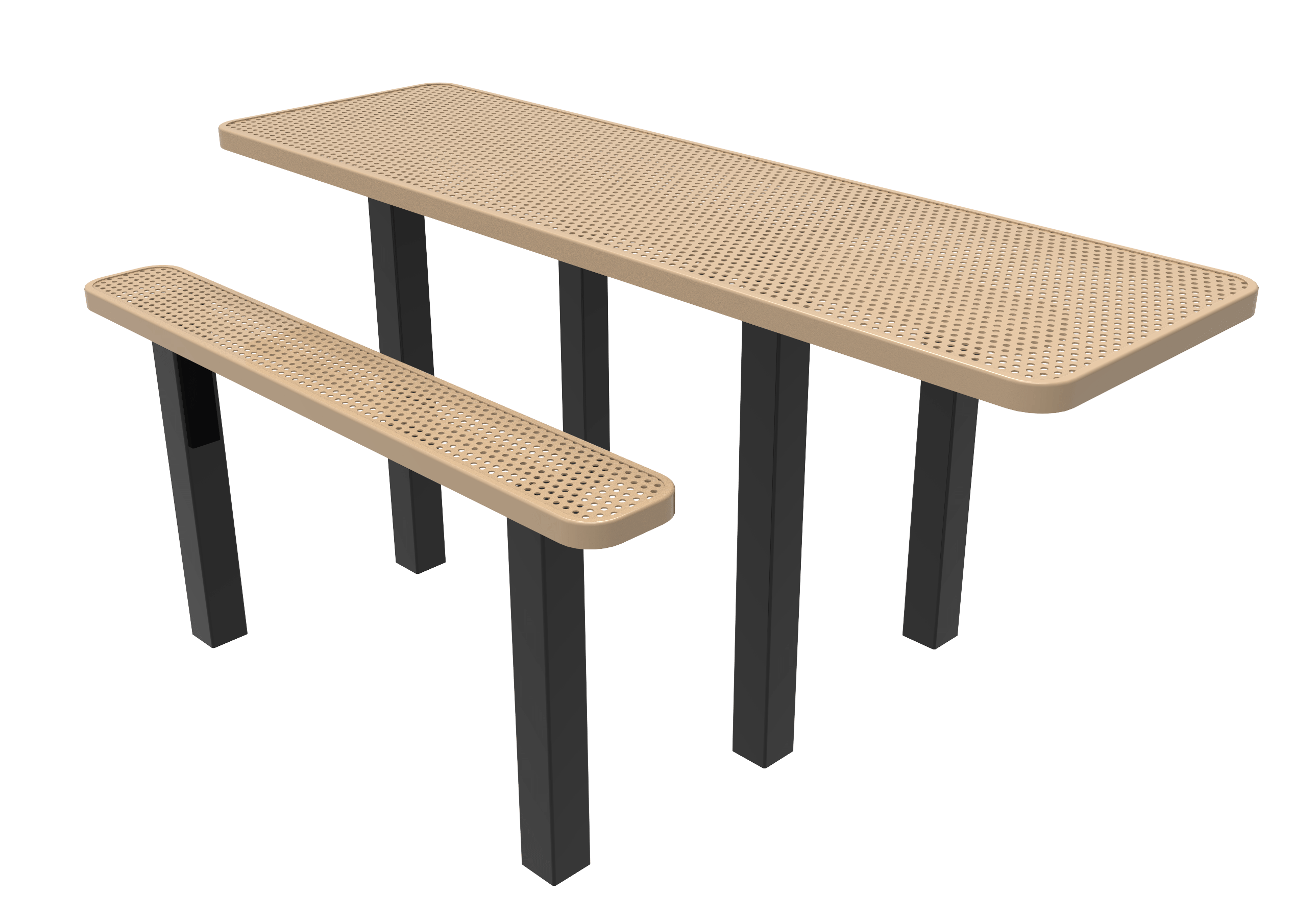 Tan MyTCoat 8' Independent Picnic Table Inground Mount ADA Accessible Studio Image