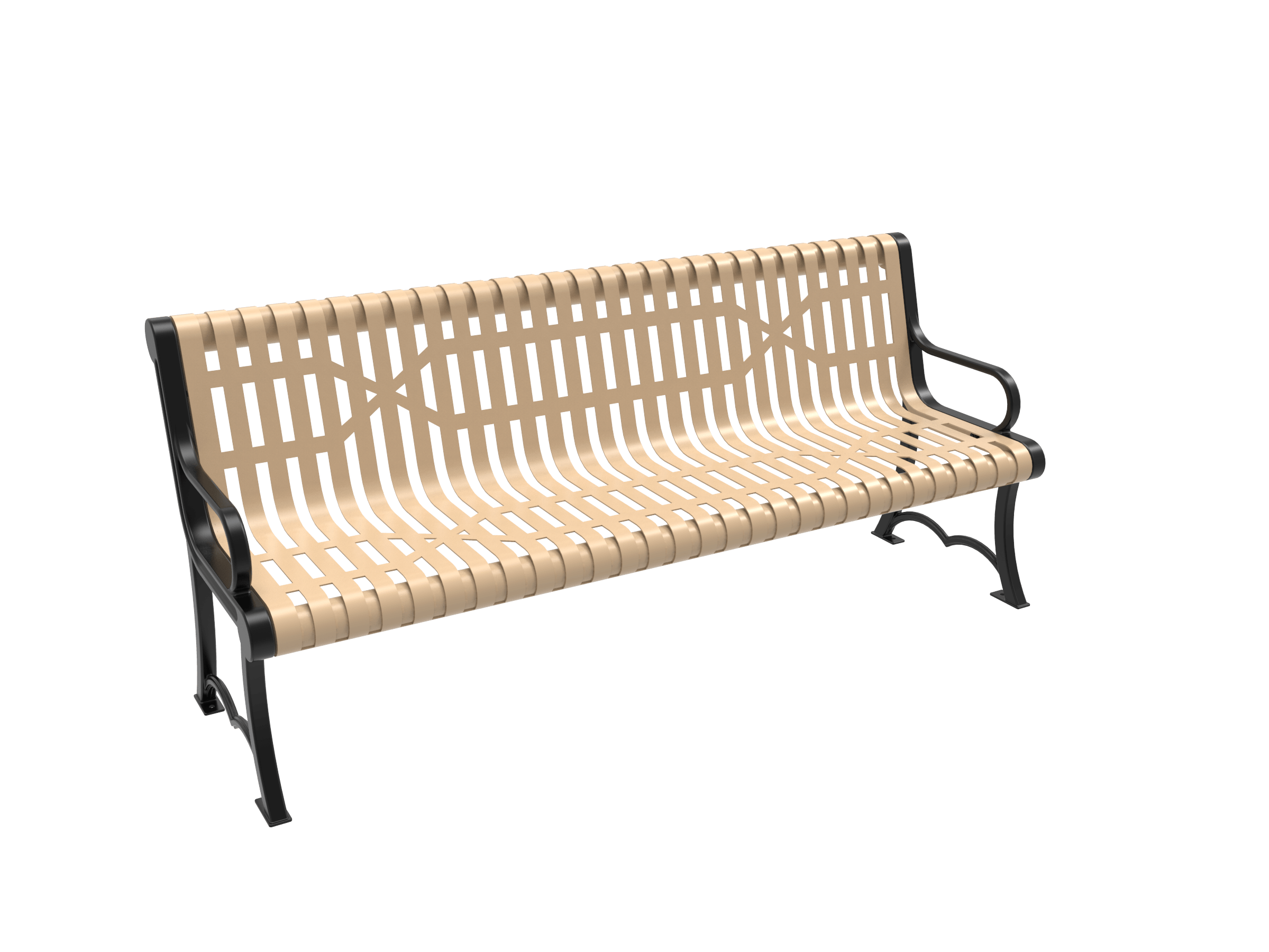 Tan MyTCoat Austin Bench Slatted Steel Studio Image