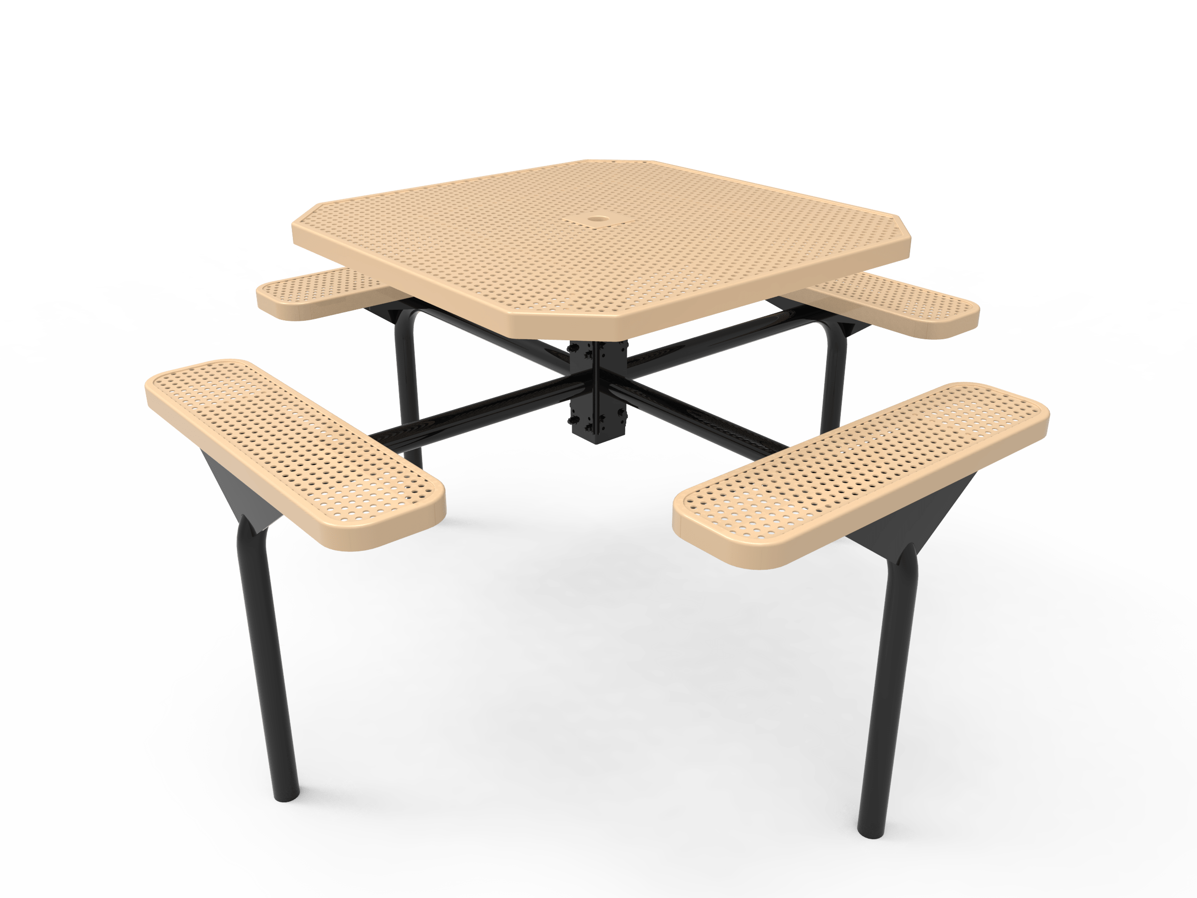 Tan MyTCoat Nexus Octagon Picnic Table 4 Seat Inground Mount Studio Image