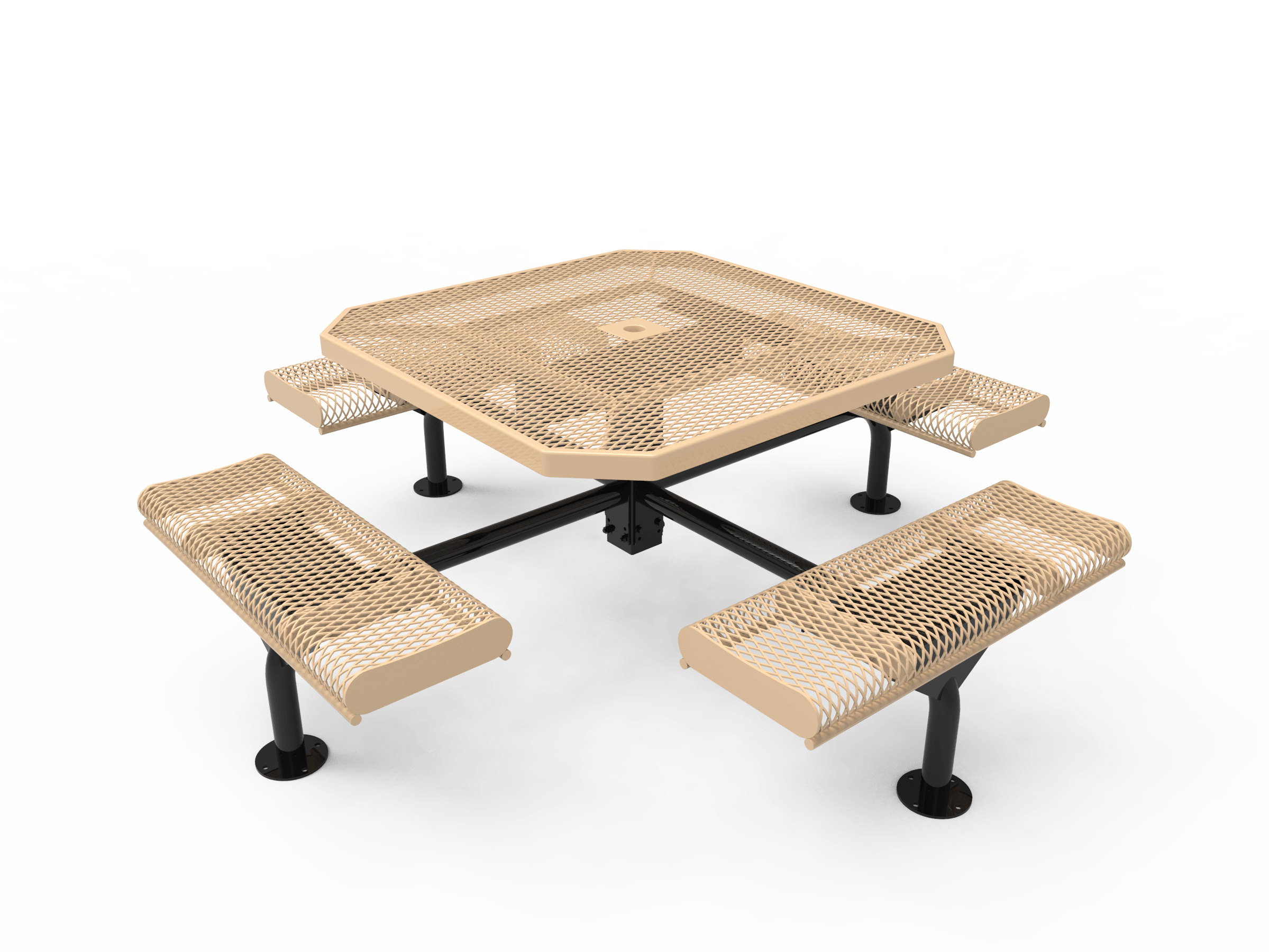 Tan MyTCoat Nexus Rolled Octagon Picnic Table 4 Seat Studio Image