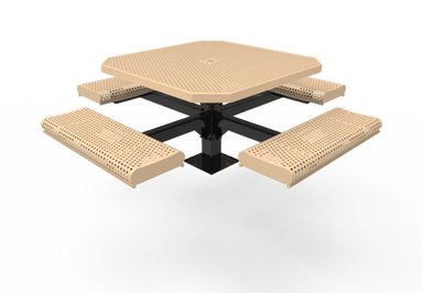 Tan MyTCoat Rolled Octagon Pedestal Picnic Table 4 Seat Studio Image
