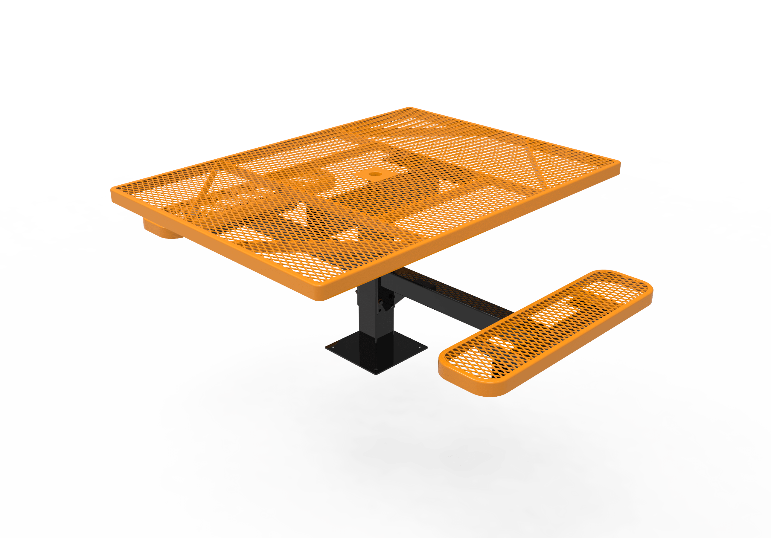 Yellow MyTCoat 2 Seat Accessible Square Pedestal Picnic Table Surface Mount Studio Image
