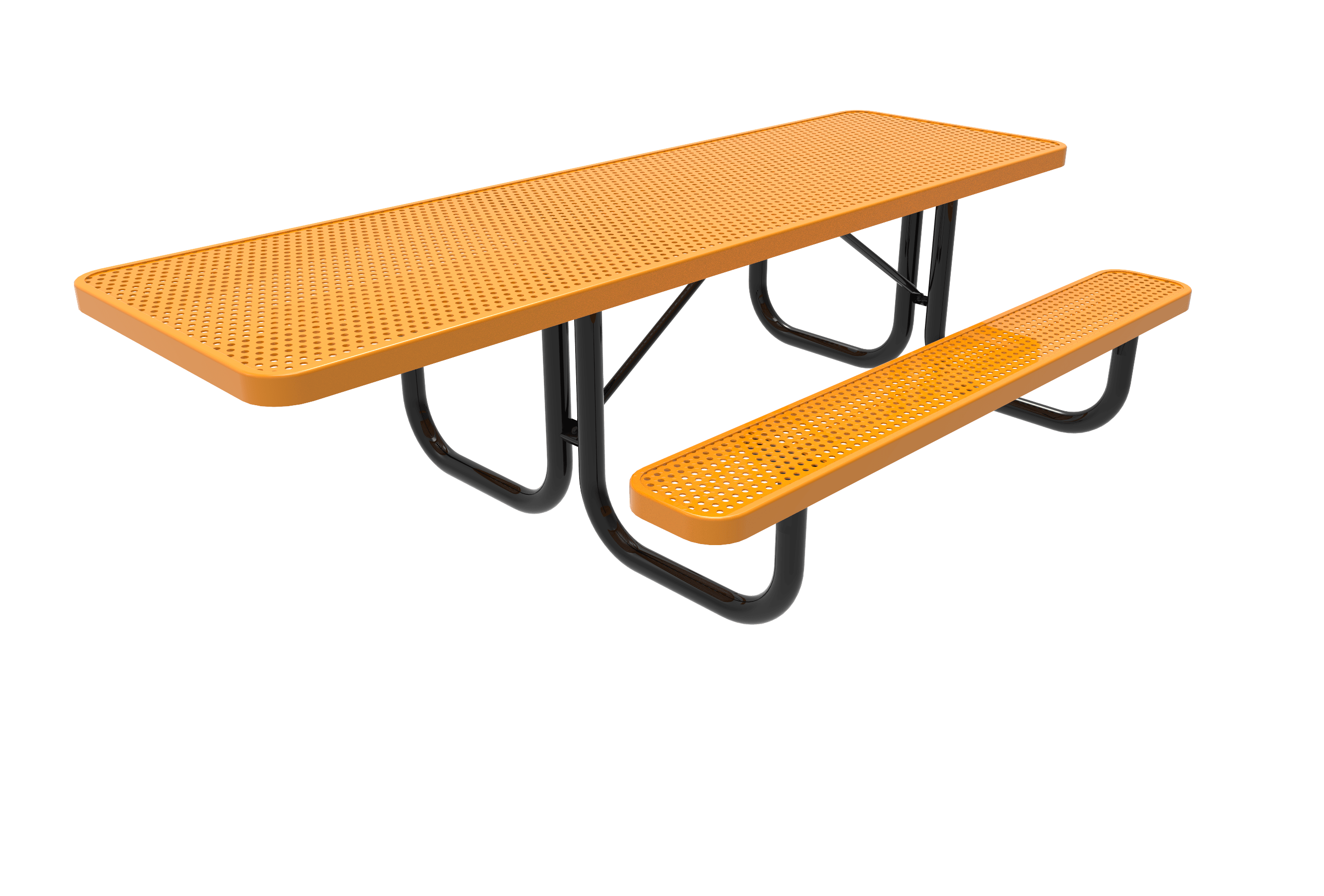 Yellow MyTCoat ADA Accessible (1 Side) Rectangular Portable Picnic Table Punched Steel Studio Image