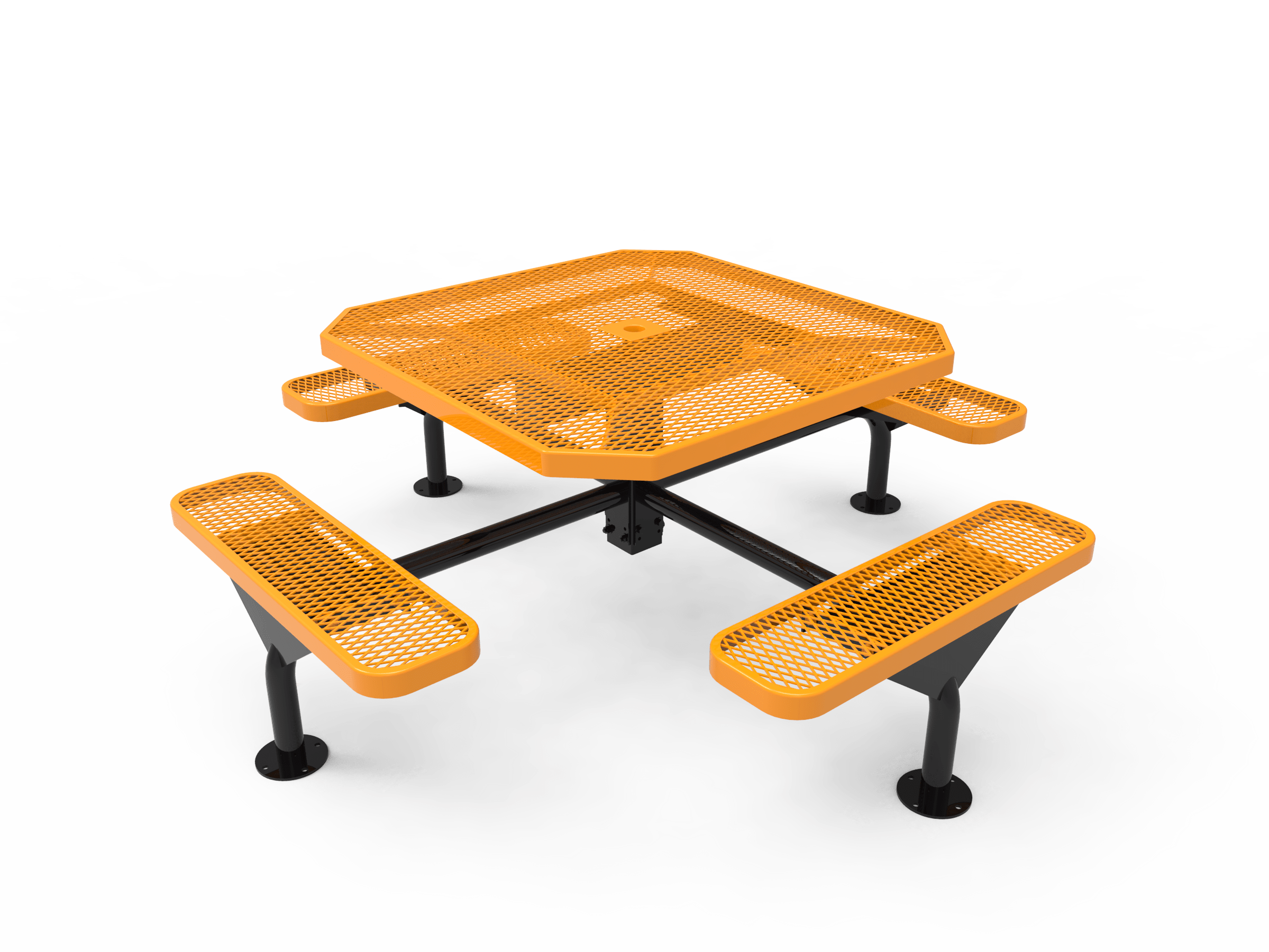 Yellow MyTCoat Nexus Octagon Picnic Table 4 Seat Surface Mount Studio Image