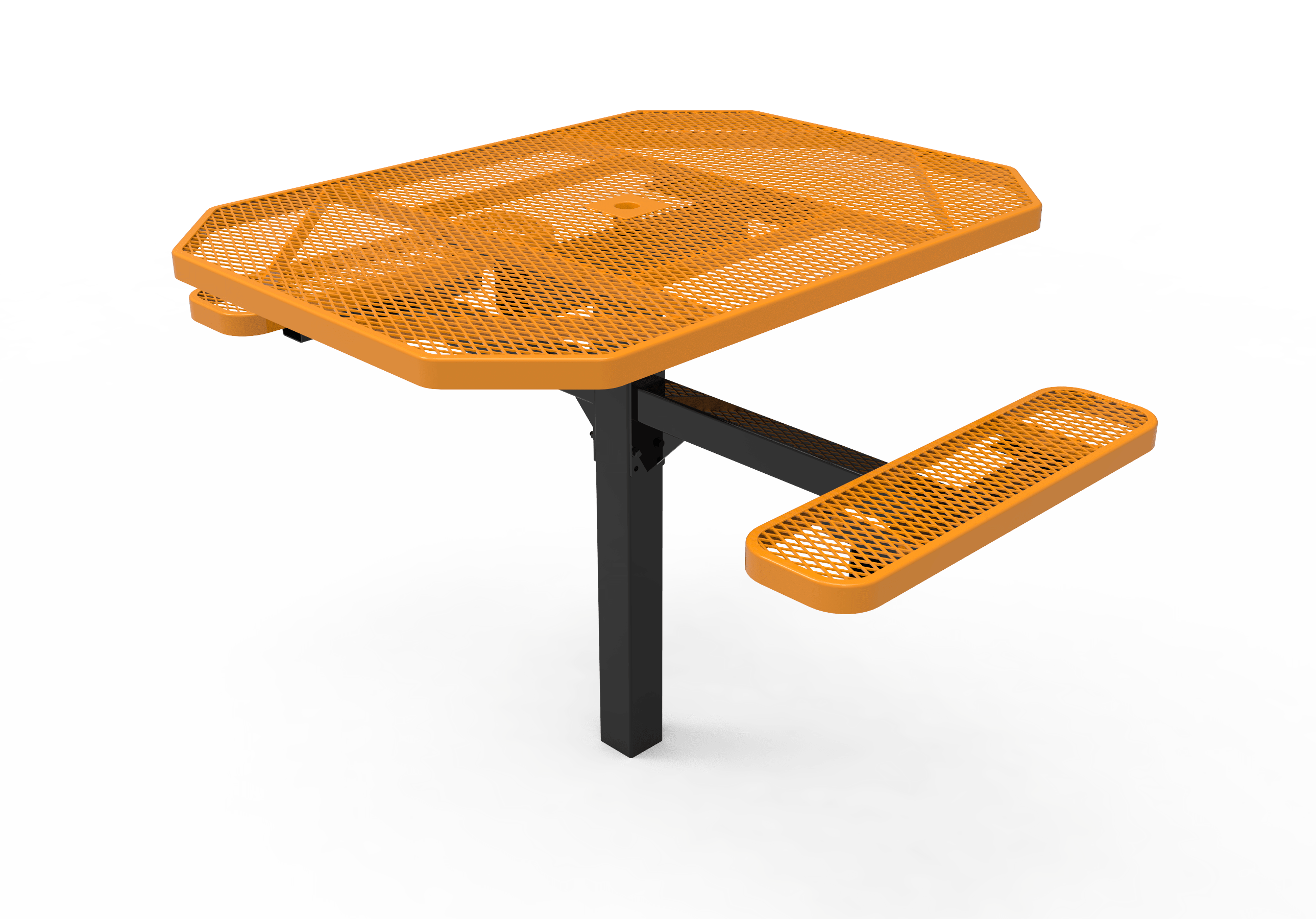 Yellow MyTCoat Octagon Pedestal Table 2 Seat Inground Mount Studio Image