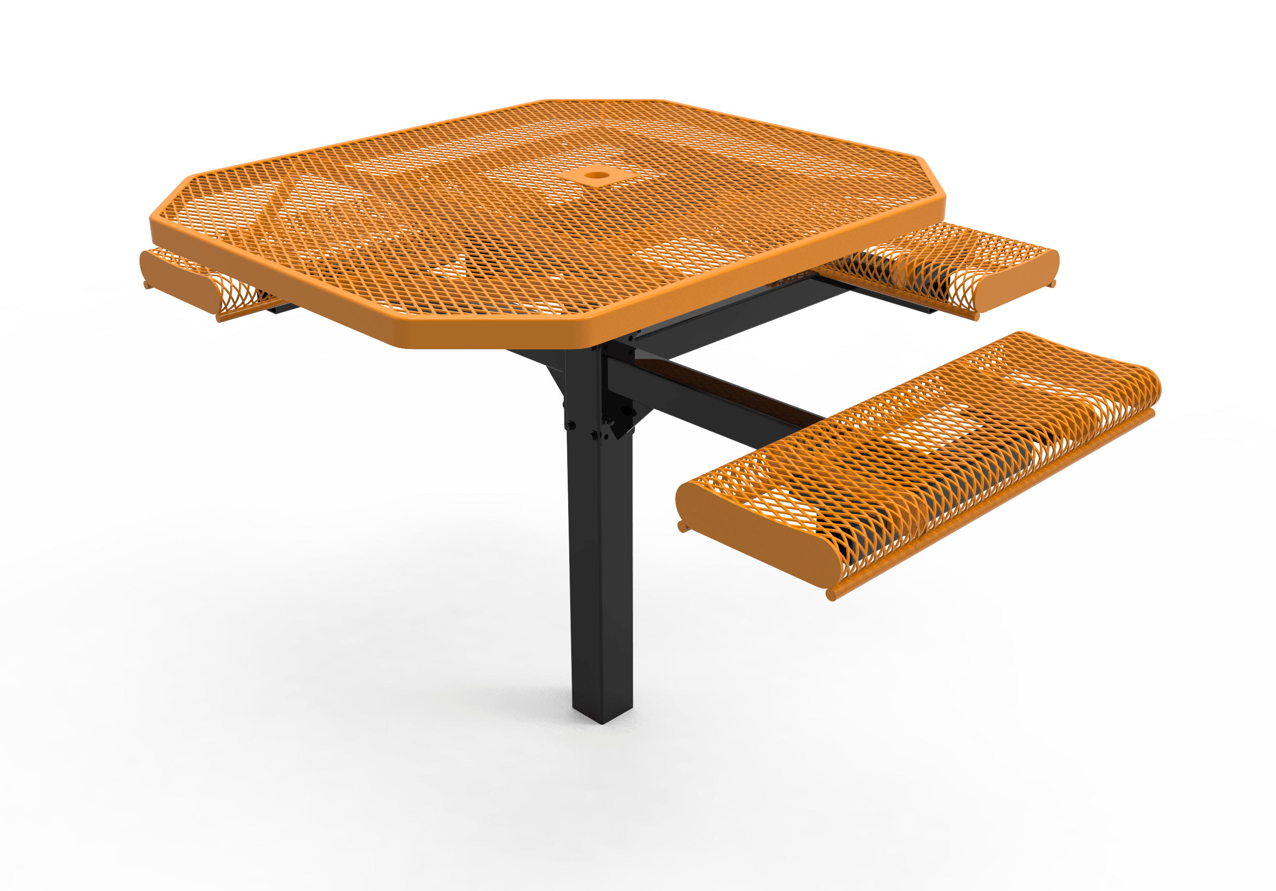 Yellow MyTCoat Rolled Octagon Pedestal Picnic Table 3 Seat Accessible Studio Image