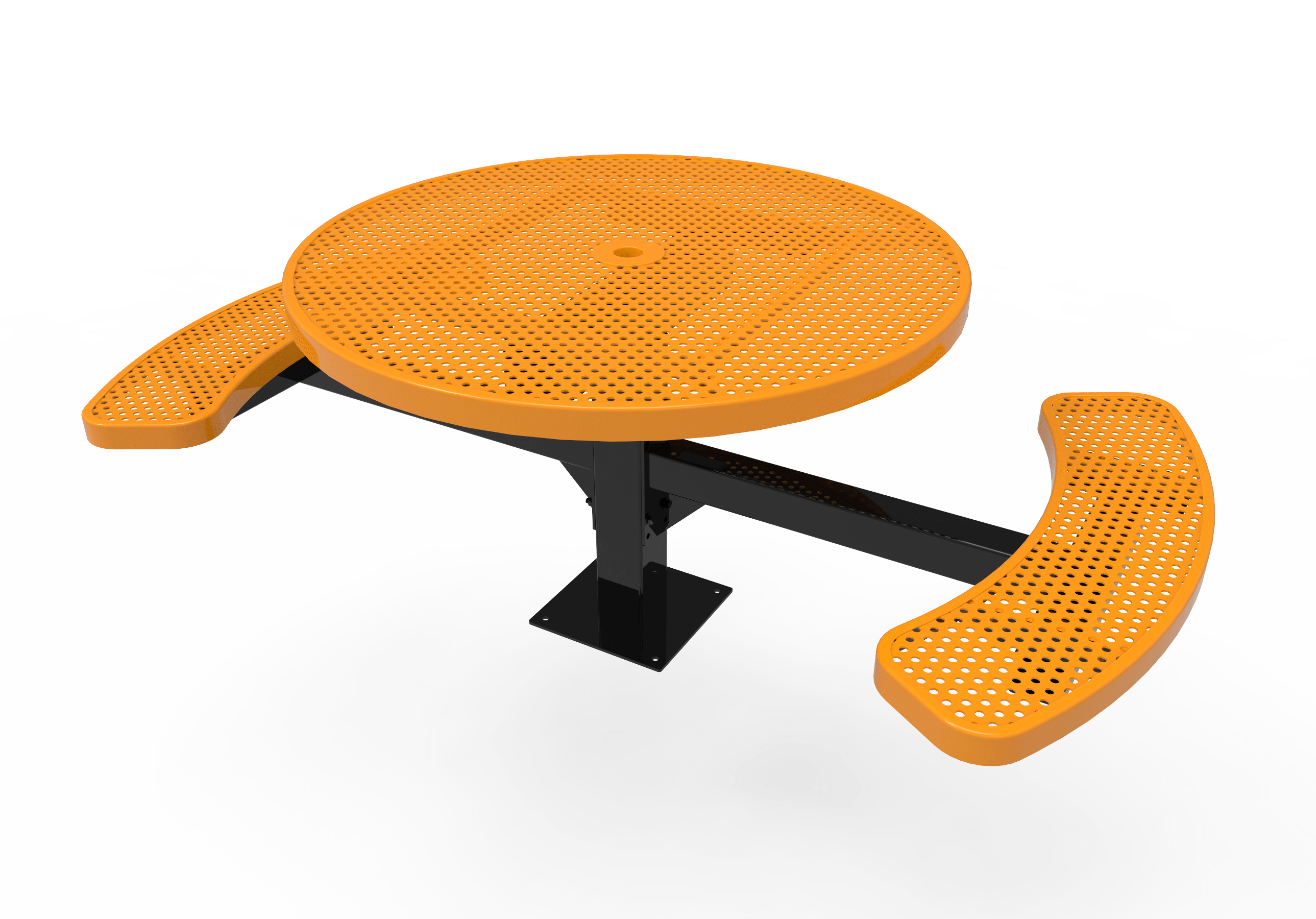 Yellow MyTCoat Round Pedestal Picnic Table 2 Seat Accessible Surface Mount Studio Image