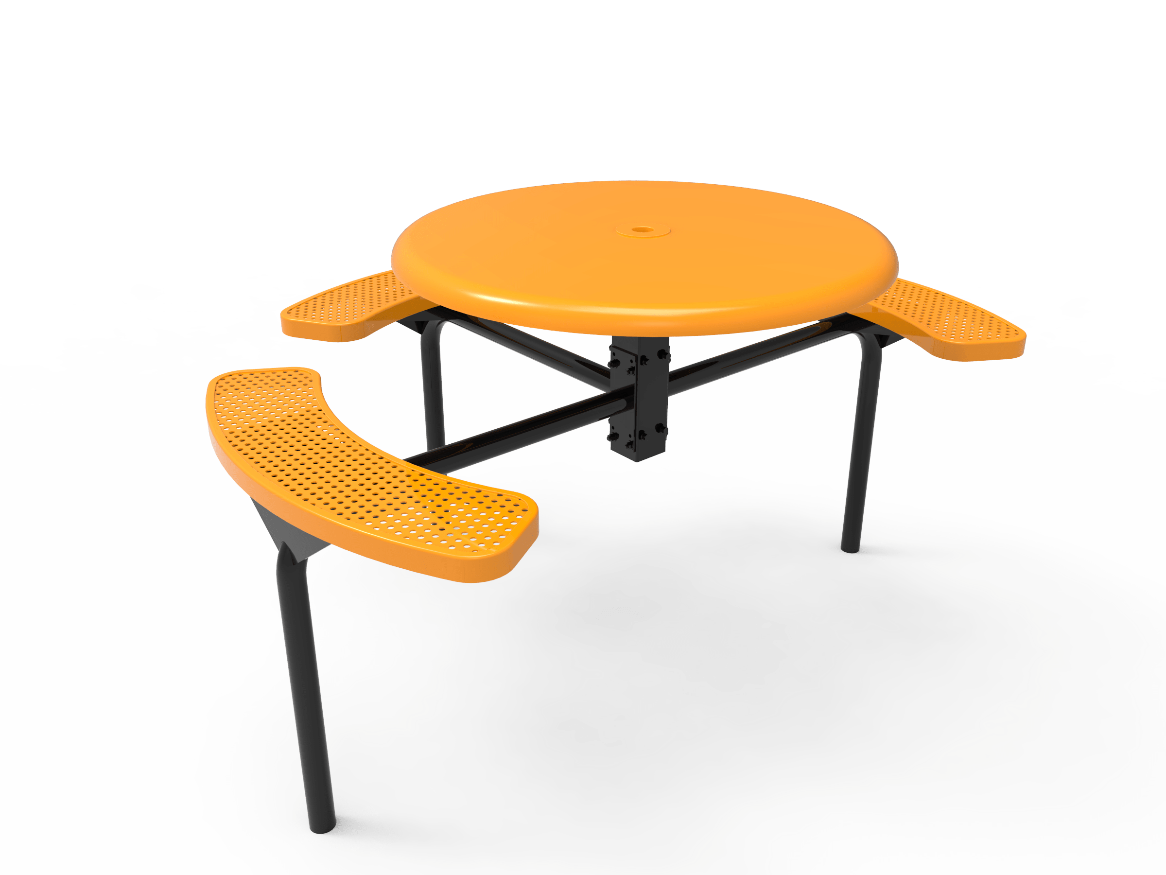Yellow MyTCoat Solid Top Nexus Picnic Table 3 Seat Accesible Inground Mount Studio Image