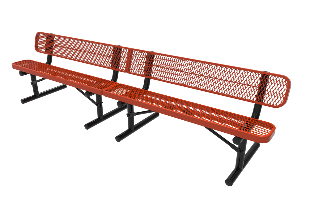 10' - 15' Players Bench with Back - Expanded Metal - Portable