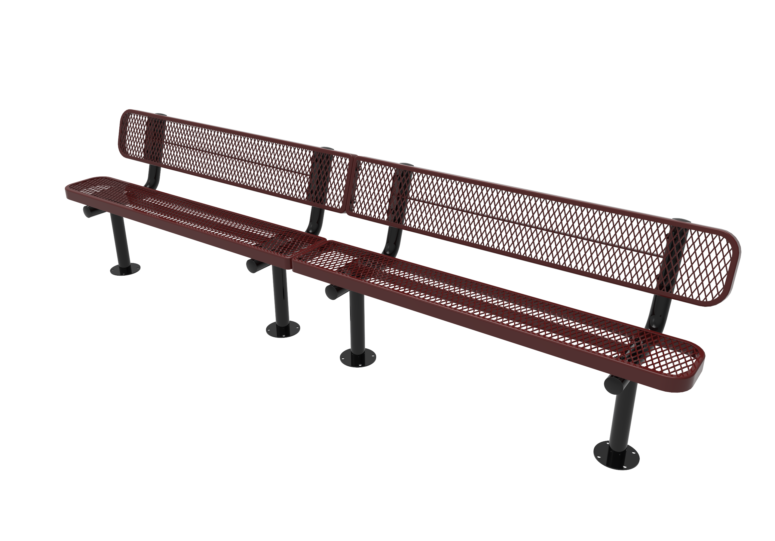 MyTCoat 10' - 15' Players Bench with Back - Expanded Metal - Surface Mount