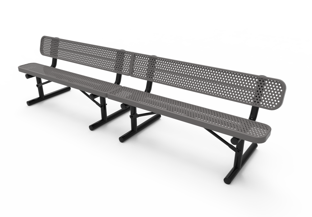 10' - 15' Players Bench with Back - Punched Steel - Portable