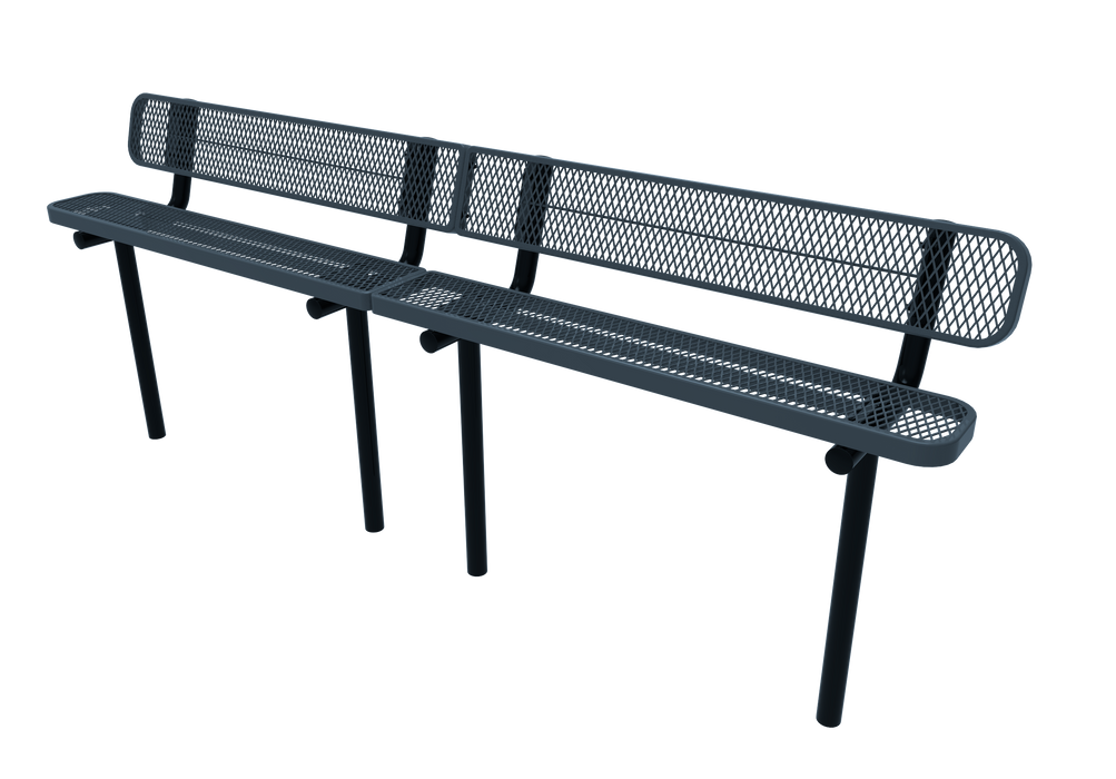 10' - 15' Standard Bench with Back - Expanded Metal - Inground Mount