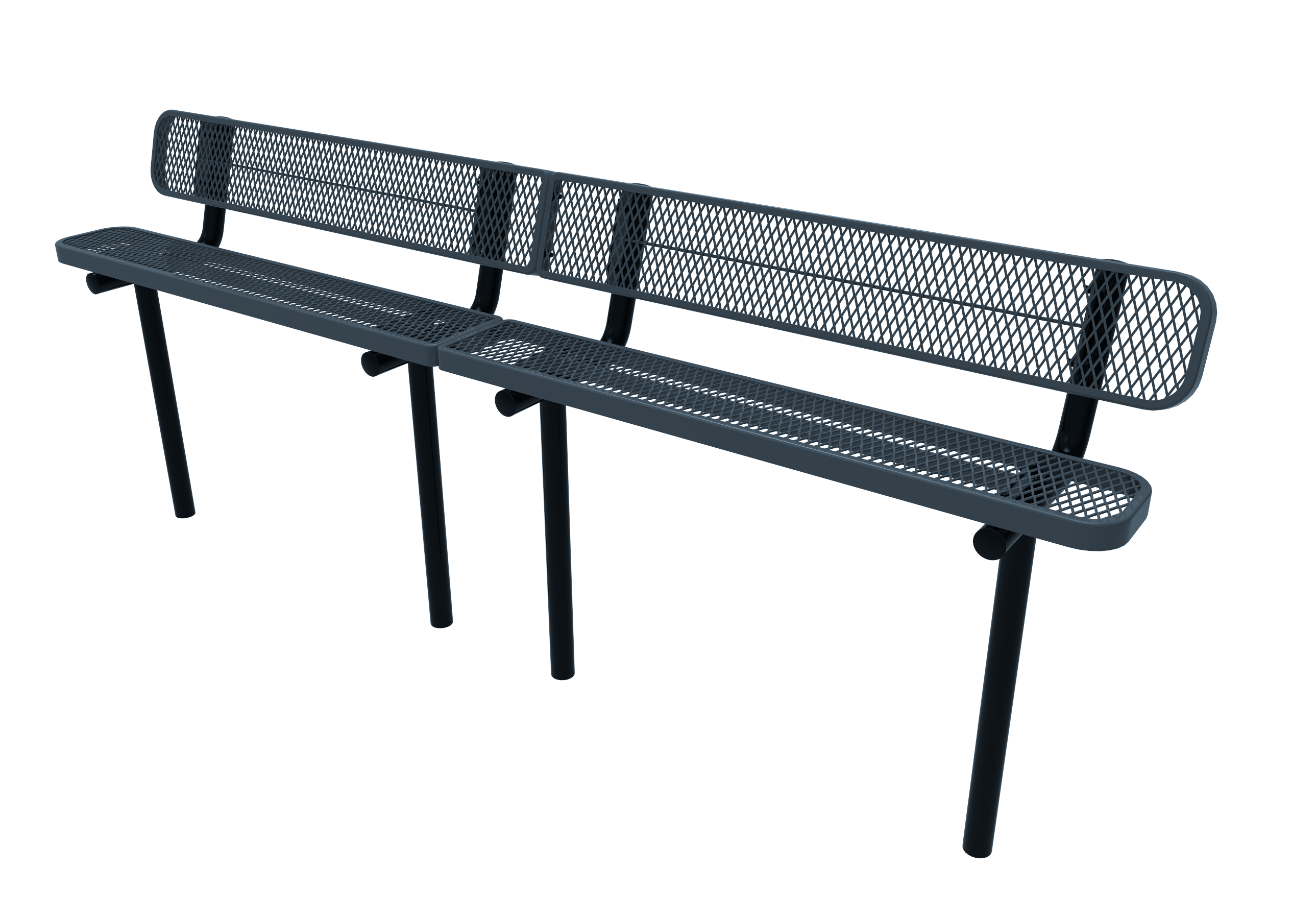 MyTCoat 10' - 15' Standard Bench with Back - Expanded Metal - Inground Mount